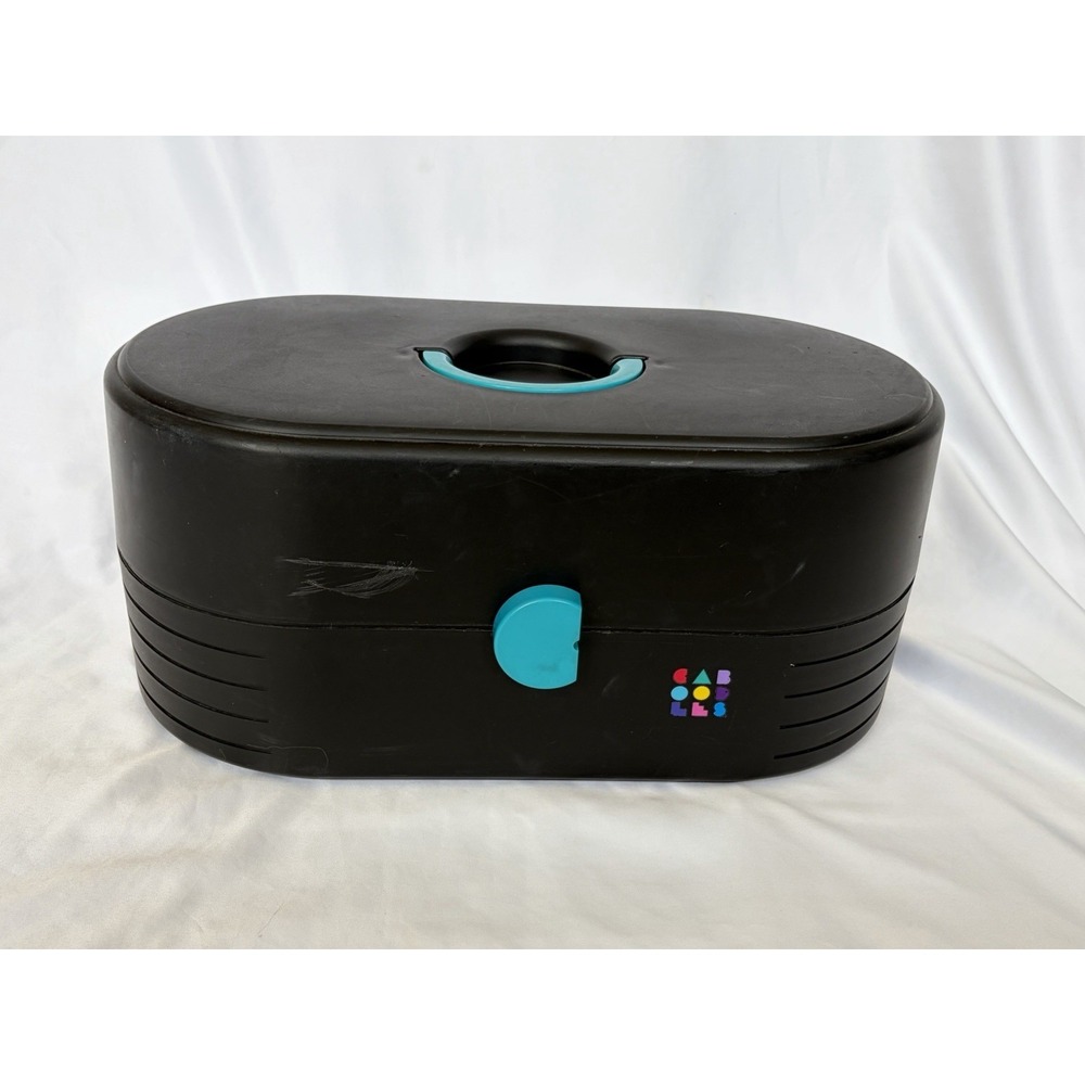 VINTAGE 80s 90s CABOODLES Black Makeup Train Case Cosmetic Storage Box Organizer